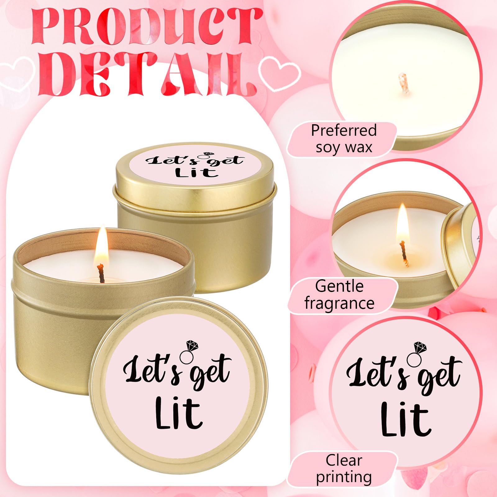 Conelist 8 Pcs Bridesmaid Proposal Gifts Let's Get It Candles Bridesmaid Funny Gifts Natural Soy Wax Candles for Bridesmaid Best Friends Wedding Gifts