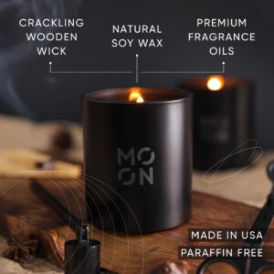 Scented Candles for Men & Women by Moon Candles | Wood Wick Candles that Crackle | Strawberry Candle |Clean Non Toxic Candles |Luxury Candles | Raspberry & Strawberry Jar Candles | Made in USA