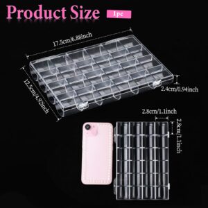 Hariendny 24 Grids Clear Plastic Nail Charm Organizer Box Transparent Nail Charm Organizer Empty Craft Organizers Display Case Compartment Container for Bead Rings Earrings Jewelry DIY Crafts