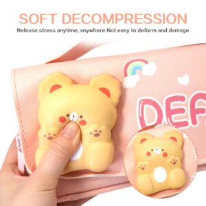 FEWOFJ Cute Bear Pencil Case for Kids,Kawaii Girls Pencil Pouch with Compartments,Stress Release Pencil Bag for Elementary Students(Pink)