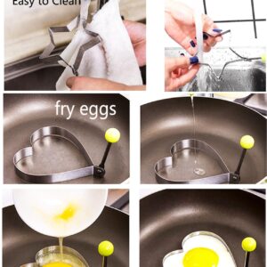 10pcs Egg Molds Egg Shaper Egg Ring For Frying Eggs Stainless Steel Nonstick Pancake Maker with Handle Egg Fryer Mold Cooking Breakfast Accessories