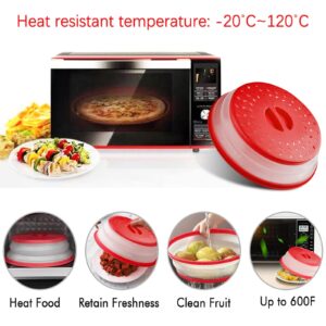 Microwave Splatter Cover Vented for Food, Splatter Guard & Colander Kitchen Gadget for Fruit Vegetables Microwave Plate Cover with Easy Grip Handle, Dishwasher-Safe, BPA-Free & Non-Toxic, 10.5 Inch