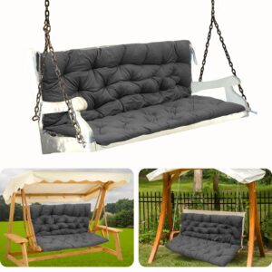 mzzdjjq porch swing cushions, swing cushions for outdoor furniture with 8 ties, thickened swing cushion 2-3 seats with backrest, suitable for porch, patio, garden (dark gray, 60 x 40)