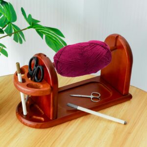 piejofpy wooden yarn ball holder knitting crochet yarn rack stand with slots horizontal yarn spinner stable yarn ball dispenser wood yarn spinner holder for crochet and knitting