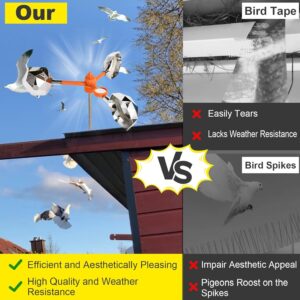 HortiMan Bird deterrents Devices Outdoor, Bird reflectors for Outside, Pigeon Deterrent, Woodpecker Deterrent, Effective Bird Scare Devices, Wind Powered - Weatherproof Aluminum