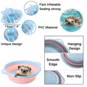 6 Pcs Hedgehog Bath Supplies Kit, Foldable Bathtub and Cleaning Brush with Pet Hair Comb, Pet Nail Clipper, Swimming Ring, Towel for Small Animal Hamster, Bunny, Guinea Pig, Lizards, Turtle