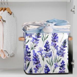 Tablerazzi Lavender Purple Summer Cube Storage Bin, 13 Inch Collapsible Fabric Storage Cube Bin, Foldable Cube Baskets for Shelf, Closet, Organizer