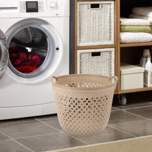 HOLIDYOYO Flexible Laundry Basket, Plastic Hamper for Clothes, Laundry Basket with Handle, Hollow Dirty Clothes Hamper, Portable Round Bin, Versatile Shopping Bag