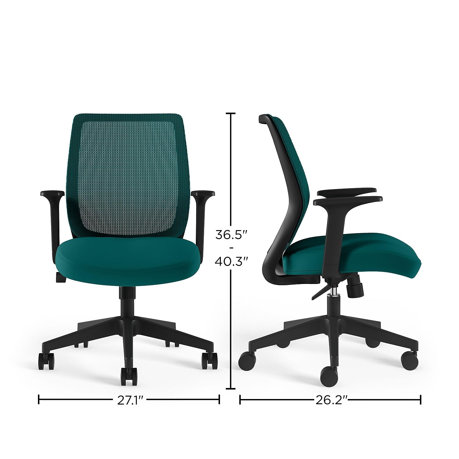 Union & Scale Essentials Ergonomic Fabric Swivel Task Chair, Teal (UN60410)