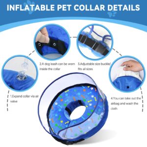 Dog Cone Collar, Inflatable Dog Cone Adjustable Dog Surgery Collar for Large Dogs and Cats, Soft Dog Cone for Dogs After Surgery with Enhanced Anti-Licking, Protective Dog Donut Collar (L)