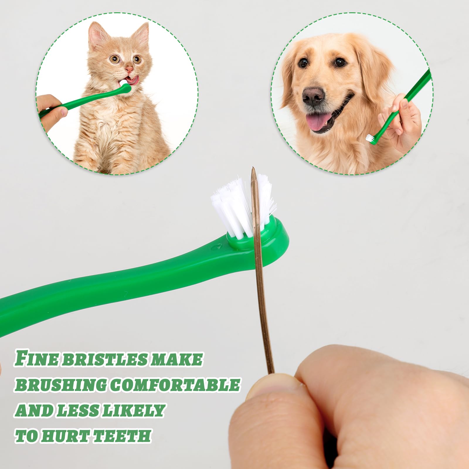 2Pcs Dog Toothbrush Soft Pet Toothbrush with Long Handle Pet Cat Dental Care Oral Hygiene Toothbrush Dog Dental Care Kit for Puppy, Kitten, Cats Small Breed Dogs