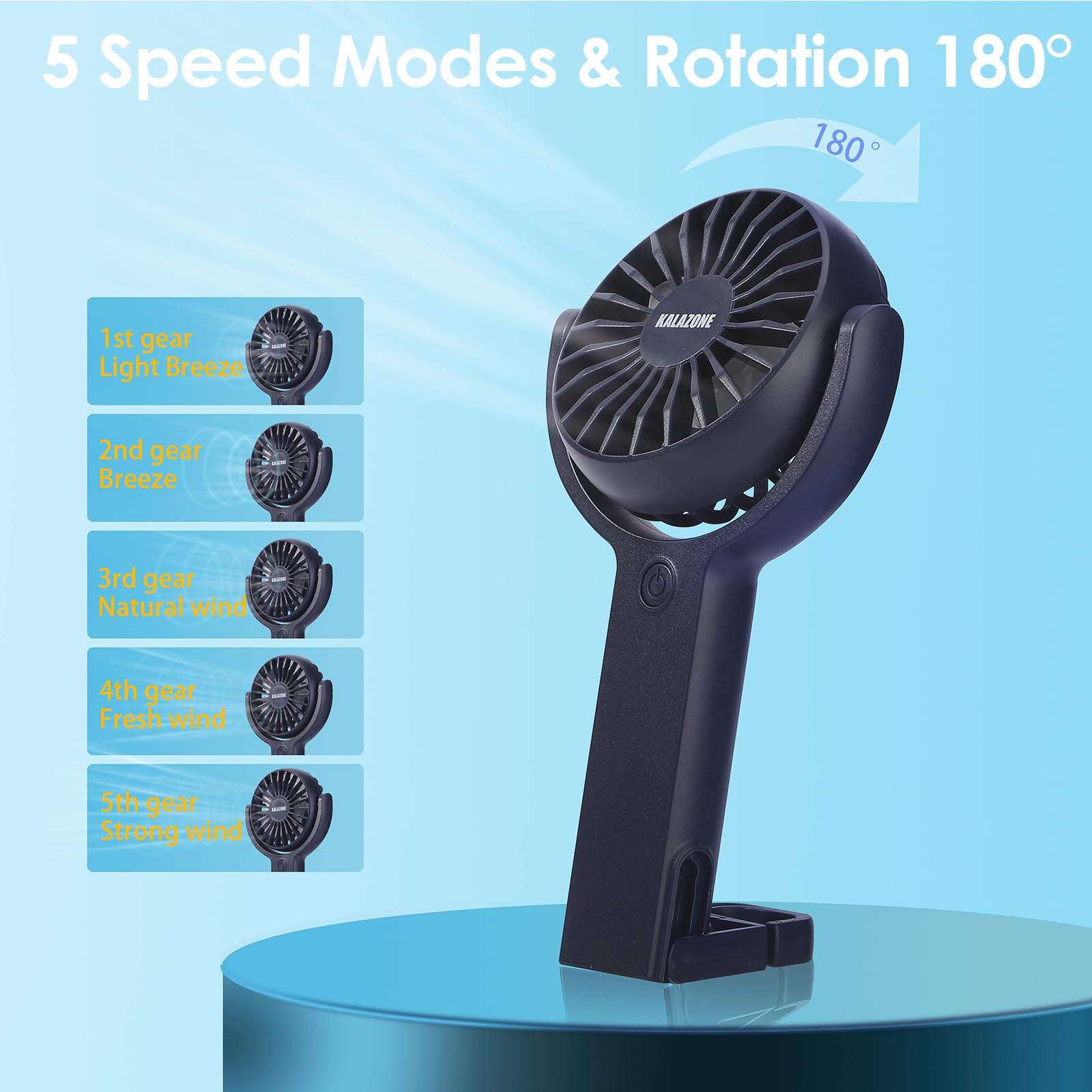 KALAZONE Mini Handheld Fan 3 Pack, Rechargeable Portable Hand Held Fan,5 Speed with Base Small Desk Fan,180° Rotatable Fan for Travel/Games/Season/Outdoor/Office/Makeup/Concerts