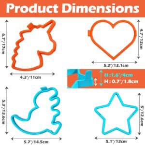 Kamehame Silicone Pancake Molds for Heart, Star, Dinosaur, Unicorn Shape Pancakes, 4 Pack Nonstick Pancake Shaper for kids, Fun Cake Ring Mold for Griddle Cooking