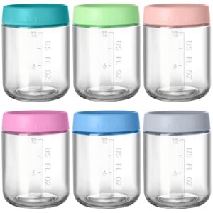 kitchop 6 pack overnight oats containers with lids, glass jars with lids, mason jars with airtight lids, glass storage containers for leftover, breakfast and lunch(14.5 oz)