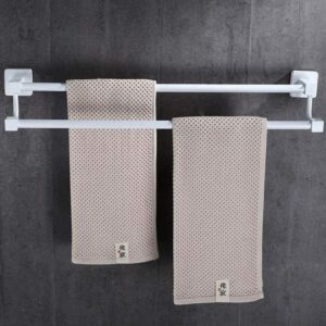 SIGRALYJ Bathroom Towel Holder,Stainless Steel Double Rod, Kitchen Tea Towel Rack Lavatory Wall Mounted Bath Towel Rod Home Storage Bathroom Towel Holder Bath Towel Holder/Sier/60Cm