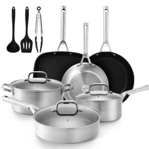 HAFMOOBEY Pots and Pans Set Nonstick, 18PCS Ceramic Induction Oven Safe Cookware Sets with Frying Pans, Saucepan & Cooking Pots with Lid, PFAS Free