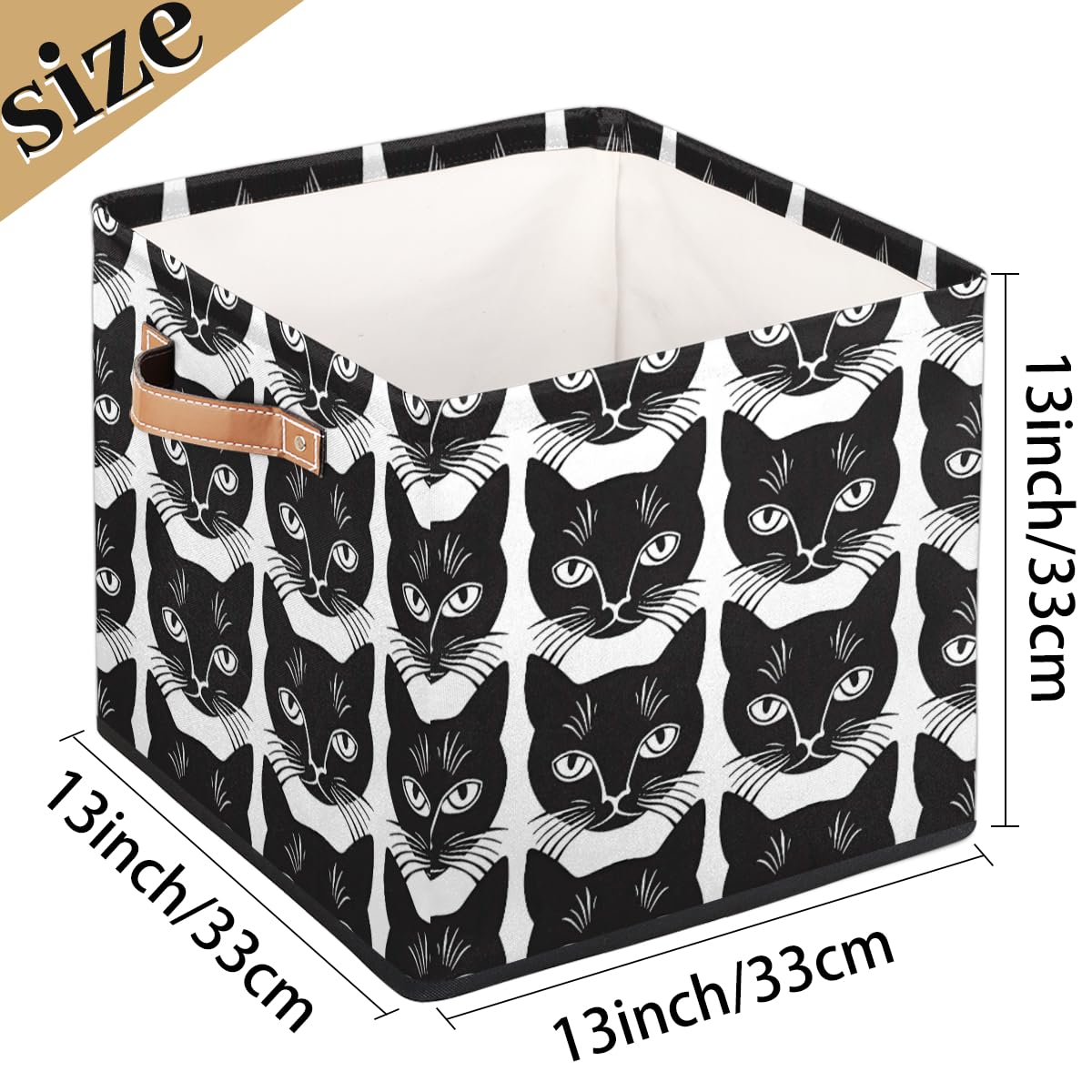 Tablerazzi Cats Pattern Cube Storage Bin, 13 Inch Collapsible Fabric Storage Cube Bin, Foldable Cube Baskets for Shelf, Closet, Organizer