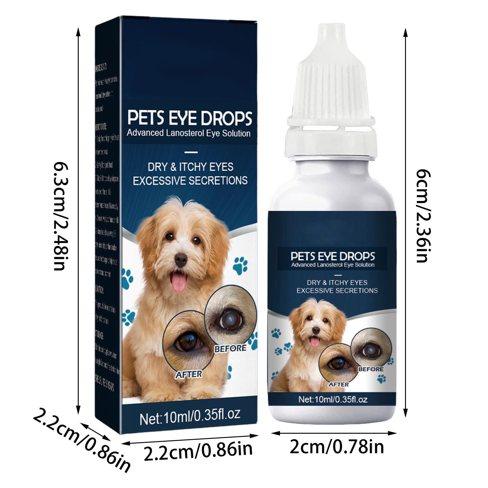 BTAKANPP Dog and Cat Eye Wash Eye Drops for Dogs and Cats to Flush and Soothe Eye Irritations, Dog Tear Stain Cleaner, Safe for All Animals (1PCS)