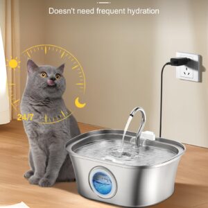 Stainless Steel Cat Water Fountain, 108oz/3.2L Automatic Pet Fountain Dog Water Dispenser & Pet Water Bowl Cat Drinking Water Fountain with Ultra-Quiet Pump for Cat Feeding & Watering Supplies