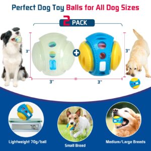 KGPERGU 2 Pack Giggle Ball for Dogs, Interactive Dog Toys for Treat Dispensing, Glow Ball Durable Puppy Toys to Keep Them Busy, Multifunctional Dog Toys for Teething/Slow Feeder/IQ Training/Playing