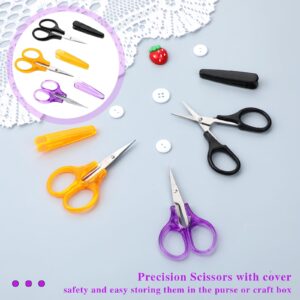 3Pcs Small Scissors All Purpose Craft Scissors Stainless Steel Scissors with Protective Cover Mini Detail Craft Scissors Precision Straight Fine Tips Design for Paper Cutting,Scrapbooking, Sewing