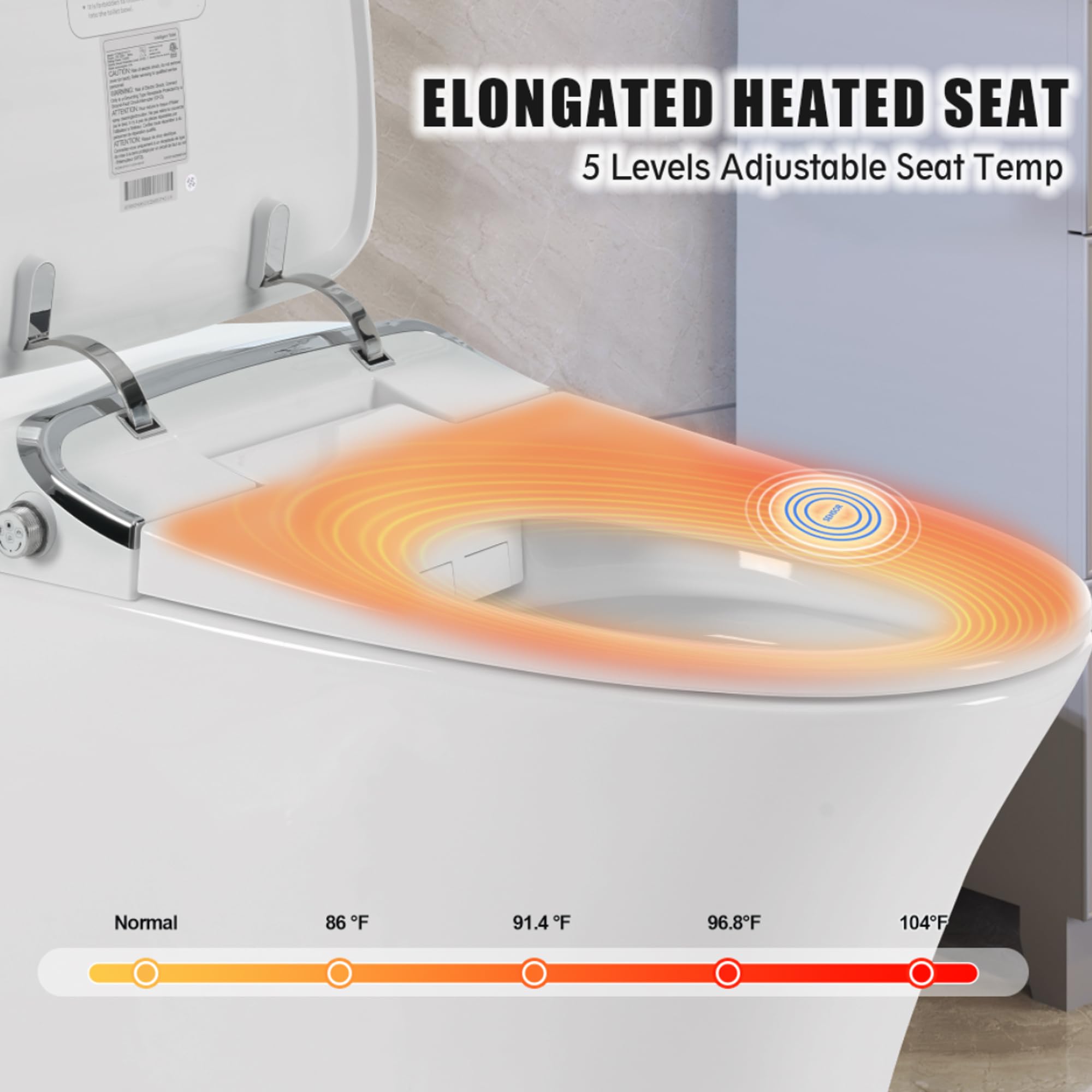 Beleda Luxury Smart Toilet with Dryer and warm water, Elongated Bidet Toilet with Heated Seat, with Remote Control, LED Night Light, Power Outage Flushing, Soft Close Cover