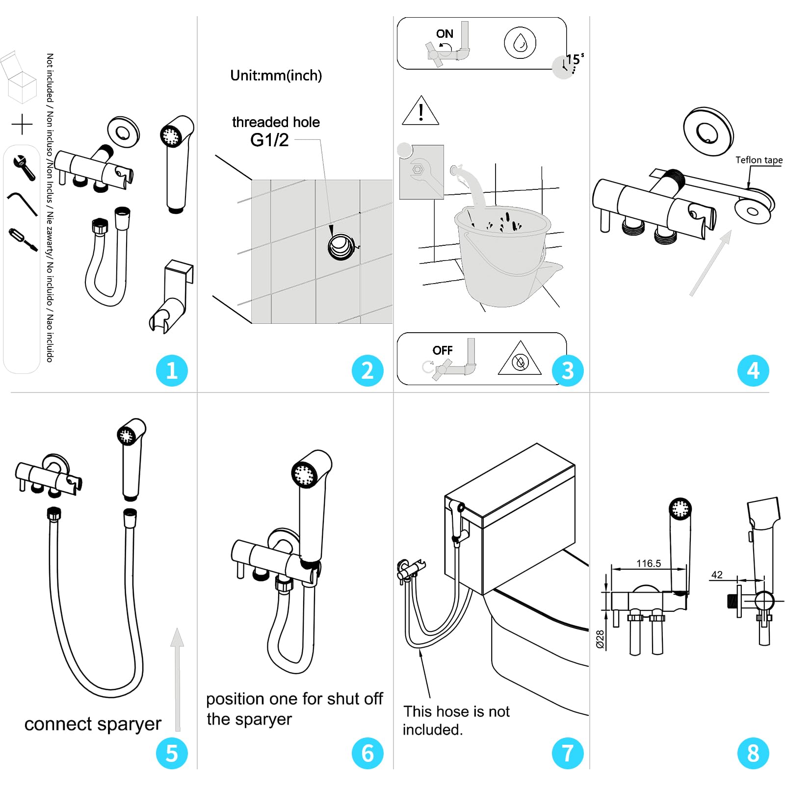 CREA Handheld Bidet Sprayer for Toilet,Adjustable Jet Sprayer Toilet Bidet Attachment,Ergonomic Hand Held Sprayer with Bidet Hose for Feminine Wash Cloth Diaper Sprayer Set,Stainless Steel Chrome