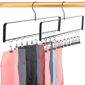 gallfould legging organizer for closet storage: set of 2 legging hanger with 20 clips holds up to 20 yoga pants - collapsible heavy-duty hat racks - 360° rotation space saving legging hooks