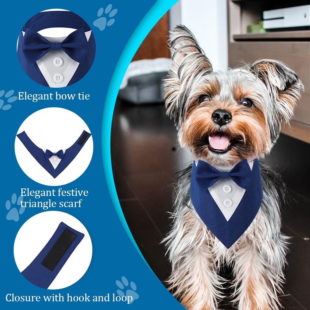 DOGTACT Dog Tuxedo, Formal Dog Wedding Bandana Adjustable Pet Collar with Bow, Small, Medium and Large Dog Wedding Clothing, Birthday Gifts for Dogs