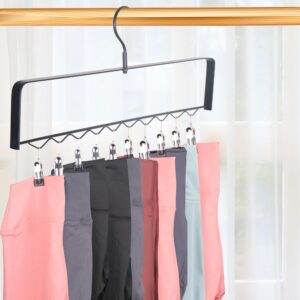 GallFould Legging Organizer for Closet Storage: Set of 2 Legging Hanger with 20 Clips Holds up to 20 Yoga Pants - Collapsible Heavy-Duty Hat Racks - 360° Rotation Space Saving Legging Hooks