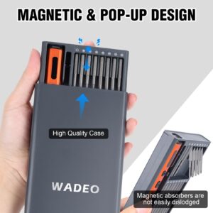 WADEO Electric Screwdriver Set, 82 in 1 Rechargeable Cordless Screwdriver, 64 S2 Preicison Bits, 5 Torque Settings, 4 LED Lights, Precision Screwdriver Kit for PC, Computer, Laptop, Phone, RC Drone