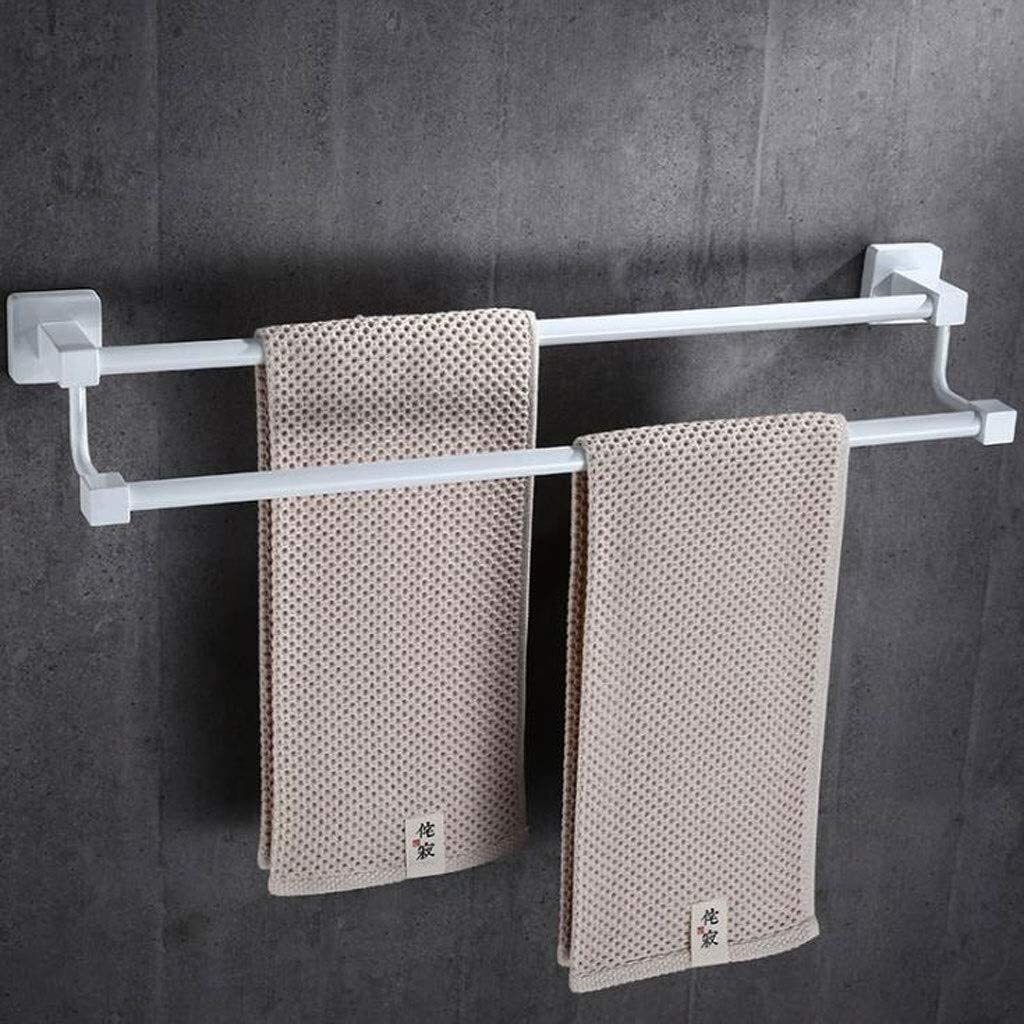 SIGRALYJ Bathroom Towel Holder,Stainless Steel Double Rod, Kitchen Tea Towel Rack Lavatory Wall Mounted Bath Towel Rod Home Storage Bathroom Towel Holder Bath Towel Holder/Sier/60Cm