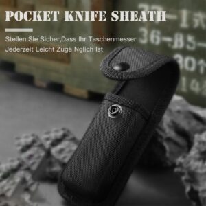 Omesio Nylon Folding Pocket Knife Sheath for Belt, 4.5''-5'' Utility Knife Pouch,EDC Pocket Knife Holster Case Knife Sheath with Snap Closure and Horizontal or Vertical Carry Belt Loop