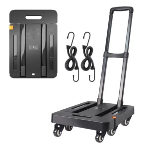 crysta lemon heavy-duty dolly cart - versatile folding hand truck with secure button lock - compact foldable moving cart