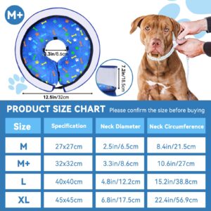 Dog Cone Collar, Inflatable Adjustable Dog Surgery Collar for Small Medium Dogs and Cats, Soft Dog Cone for Dogs After Surgery with Enhanced Anti-Licking, Protective Dog Donut Collar（M+）