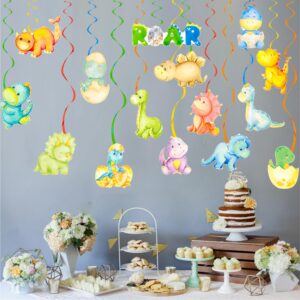 Baby Dinosaur Hanging Swirls Dinosaur Baby Shower Decorations Dinosaur Party Hanging Foil Whirls Ceiling Streamers Decoration for Dino Theme Birthday Party Roar Rawr It's A Boy Party Supplies