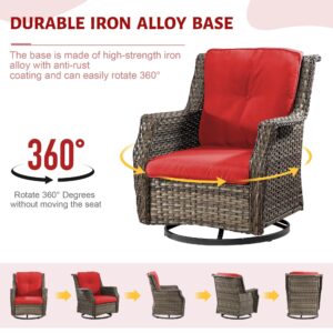 Yokayoay Wicker Swivel Rocking Chair, Outdoor Rattan Rocker Chair, Patio Conversation Chair for Deck Porch Backyard Balcony