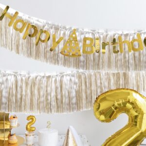 Premium Matte Champagne Gold Fringe Tassel Banner for Party Decoration -4 Layers Thick, 2 Pack | LILF Superior Tinsel Garland Party Streamer for Birthday Wedding Graduation Christmas Decoration