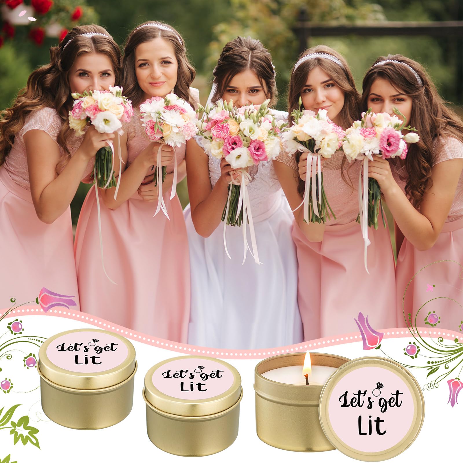 Conelist 8 Pcs Bridesmaid Proposal Gifts Let's Get It Candles Bridesmaid Funny Gifts Natural Soy Wax Candles for Bridesmaid Best Friends Wedding Gifts