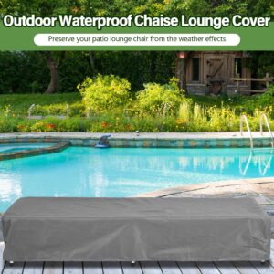 Tingjoo 1 Pcs Patio Chaise Lounge Cover Waterproof Outdoor Lounge Chair Cover 30 D x 83 W x 12 H UV Resistant Outdoor Furniture Covers with Handle Strap for Furniture Protection (Gray)