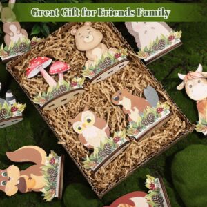 16 Pcs Woodland and Jungle Baby Shower Decorations Wooden Woodland Birthday Decorations Safari Theme Animals Table Decorations for Baby Shower Birthday