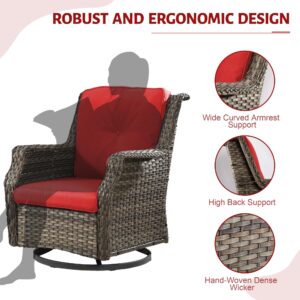 Yokayoay Wicker Swivel Rocking Chair, Outdoor Rattan Rocker Chair, Patio Conversation Chair for Deck Porch Backyard Balcony