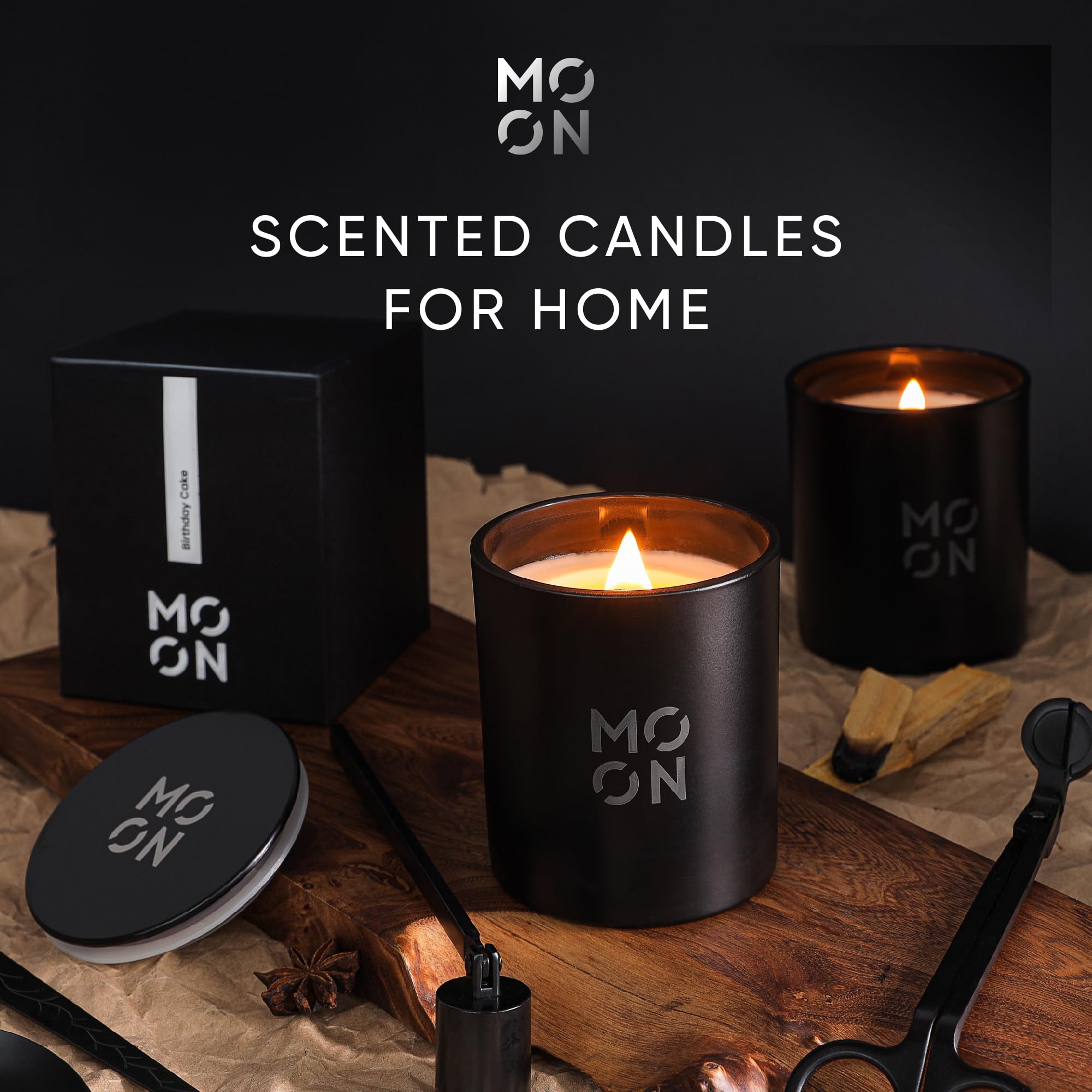 Scented Candles for Men & Women by Moon Candles | Wood Wick Candles that Crackle | Strawberry Candle |Clean Non Toxic Candles |Luxury Candles | Raspberry & Strawberry Jar Candles | Made in USA