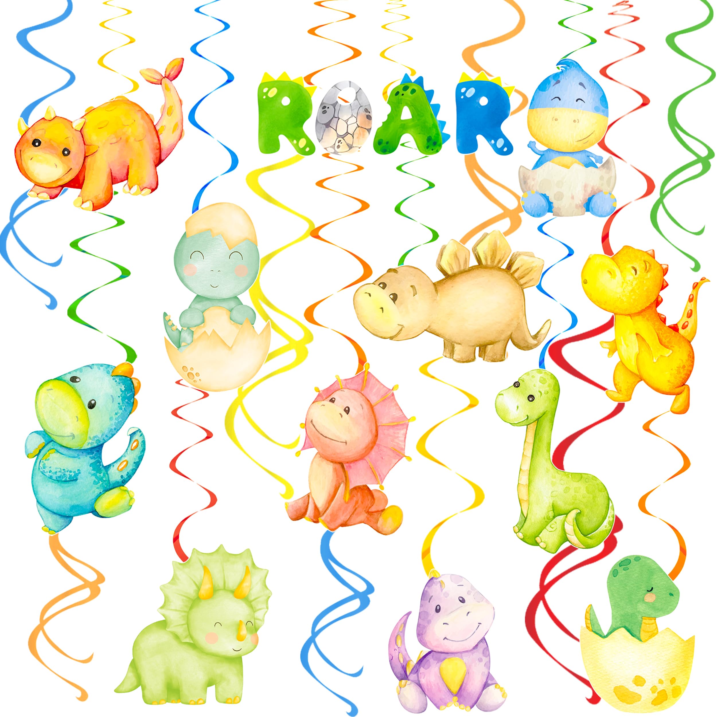 Baby Dinosaur Hanging Swirls Dinosaur Baby Shower Decorations Dinosaur Party Hanging Foil Whirls Ceiling Streamers Decoration for Dino Theme Birthday Party Roar Rawr It's A Boy Party Supplies