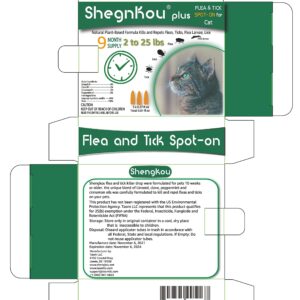 Protect Your Feline: Effective Flea and Tick Treatment for Cats, Natural Formula, 2-25 lbs, (9 Month Supply)