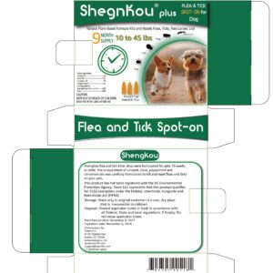 Safe and Effective: Dog Flea and Tick Prevention Repellent, Plus Spot-On with Plant Formula, for Small-Medium Dogs 4-44 lbs, (8.5 Month Supply)