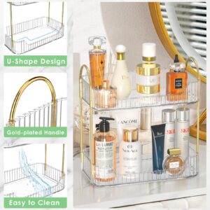 heesky Bathroom Countertop Organizer, 2-Tier Makeup Organizer Countertop, Cosmetics Skincare Organizer Storage for Perfume, Vanity Organizer for Dresser, Spice Rack Holder for Kitchen(Clear)