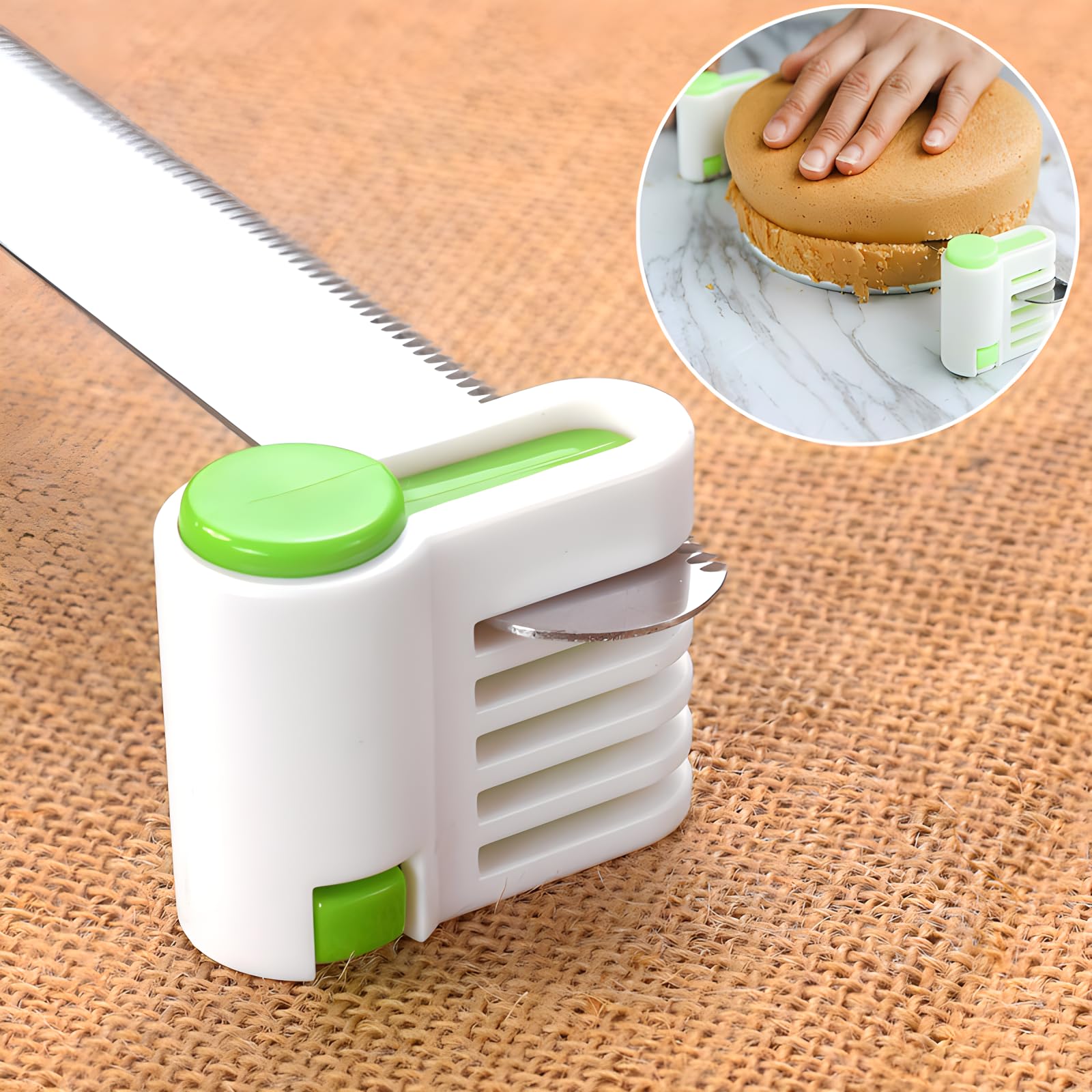 2PCS DIY Cake Slicer, Stratification Auxiliary Bread Slice, Toast Cut, 5 Layers Leveler Slicer, Kitchen Fixator Tool Green