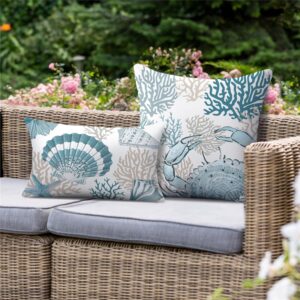 NIGHTWISH Outdoor Pillow Covers 18x18 Set of 4 Waterproof Outdoor Decorative Throw Pillow Covers Blue Ocean Sofa Couch Cushion Cases for Patio Furniture Garden