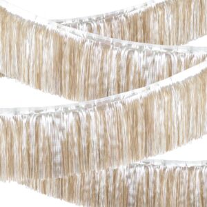 Premium Matte Champagne Gold Fringe Tassel Banner for Party Decoration -4 Layers Thick, 2 Pack | LILF Superior Tinsel Garland Party Streamer for Birthday Wedding Graduation Christmas Decoration